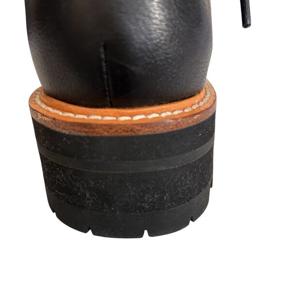 NWOB MARC FISHER LTD Women’s Izzie Shearling Leather Lug Sole Black Boots Sz. 8 - Picture 10 of 16